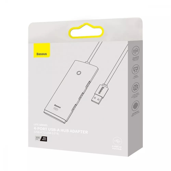 Hub адаптер Baseus Lite Series 4-Port Hub Adapter 25cm (USB-A to USB 3.0*4+ Type-C) (UPD) Black 5967 фото