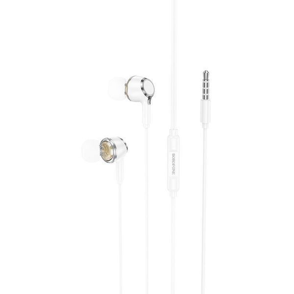 Наушники Borofone Miller universal earphones with microphone BM90 (UPD) (white) 7417 фото