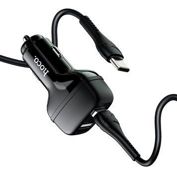 Автомобильный адаптер Hoco Type-C Cable Leader Z36 |2USB, 2.4A| (UPD) Black 2645 фото