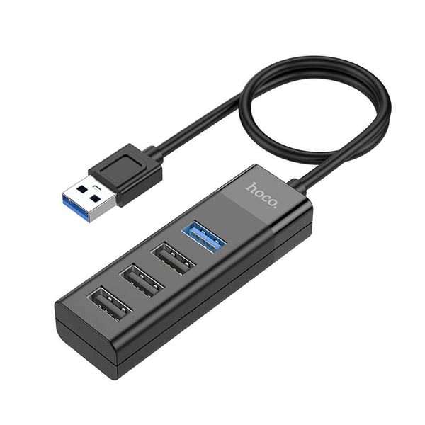 Hub адаптер HOCO USB Easy mix 4-in-1 converter HB25 |USB3.0+3*USB2.0| (UPD) Black 2101 фото