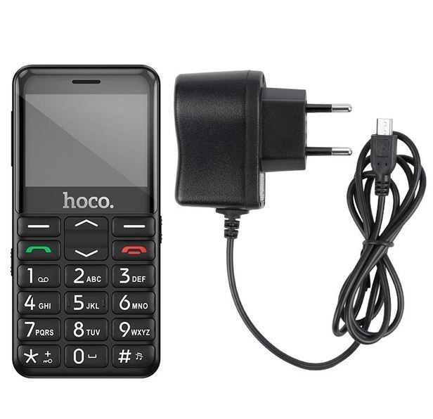 Мобільний телефон HOCO 1385 Dual SIM easy Mobile Phone with Camera and Assistance Button |18h call, 566h standby| (UPD) Black 3140 фото