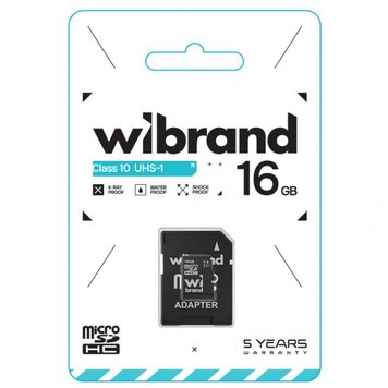 Карта памяти WIBRAND 16Gb class 10 microSDXC (UHS-1) (adapter SD) (KT) 3354 фото