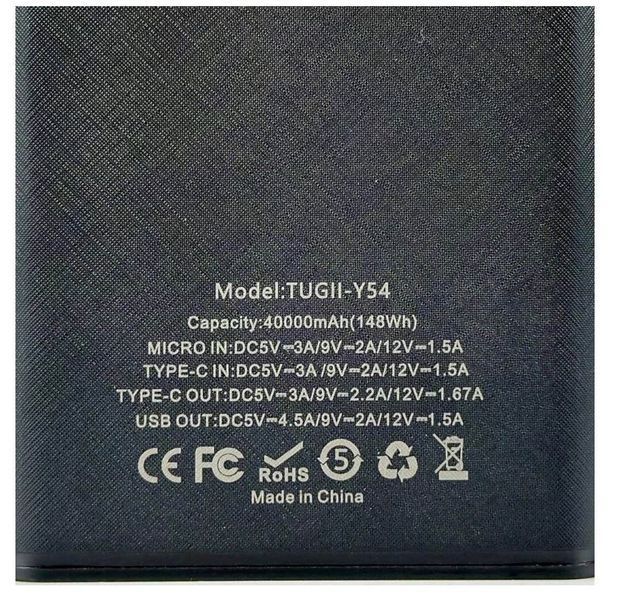 Портативна батарея WUW TUGII-Y54 （PD22.5W quick charge) 40000mAh (KT) Black 3924 фото