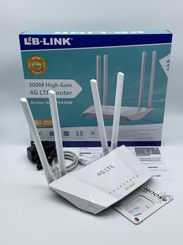 Wi-Fi роутер LB-LINK BL-CPE450M 4G (ПОД СЕМЬ КАРТА) 300 Mbps 5dBi*4 антенны (LO) White 2534 фото