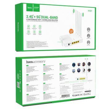 WiFi-роутер HOCO HI31 WiFi5 wireless router EU Гігабітний (KT) 4161 фото