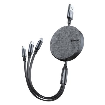 Кабель Baseus Fabric 3-in-1 Flexible (Micro USB+Lightning+Type-C) 3.5A (1.2m) (EN) Black 2153 фото