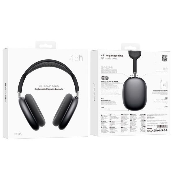 Беспроводные наушники Borofone BO35 Adorable BT headphones |BT5.4, AUX, 45h| (UPD) Black 7172 фото