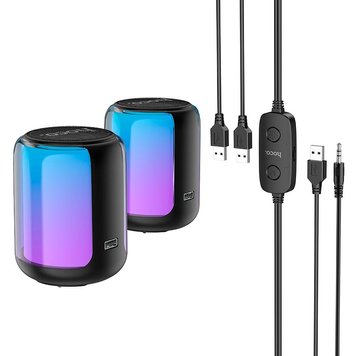 Акустика для ПК HOCO Colorful BT wired 2-in-1 компьютерный аппарат BS56 |BT5.2/AUX| (UPD) Black 2249 фото