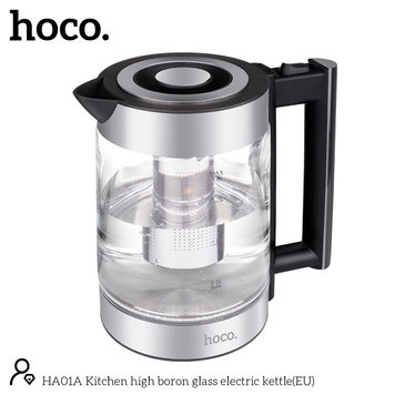 Електрочайник HOCO Kitchen high boron glass electric kettle HA01A |1.8L| (UPD) 3131 фото