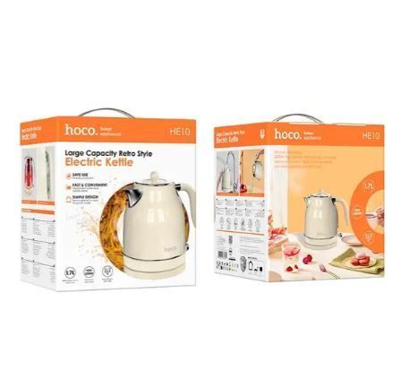 Електрочайник HOCO RETRO electric kettle HE10 |1.7L, 1850-2200W| (UPD) White 4113 фото