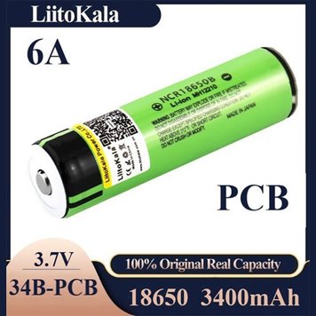 Аккумулятор 18650, LiitoKala NCR 34B-PCB, 3400mAh, С ЗАЩИТОЙ, ОРИГИНАЛ (OP) Green 2084 фото