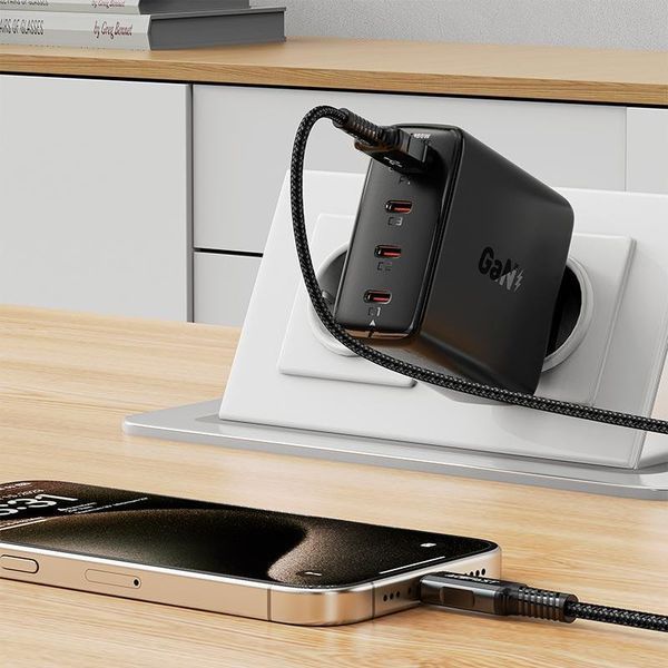 МЗП ACEFAST PD GaN charger A94 |3USB-C/1USB-A, 100W/3A, PD/QC| (UPD) (black) 7523 фото