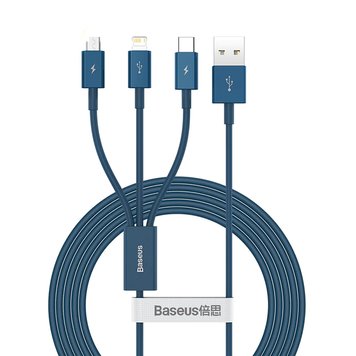 Кабель Baseus Superior Series Fast Charging 3-in-1 (Micro USB+Lightning+Type-C) 3.5A (1.5m) (Blue) 1508 фото