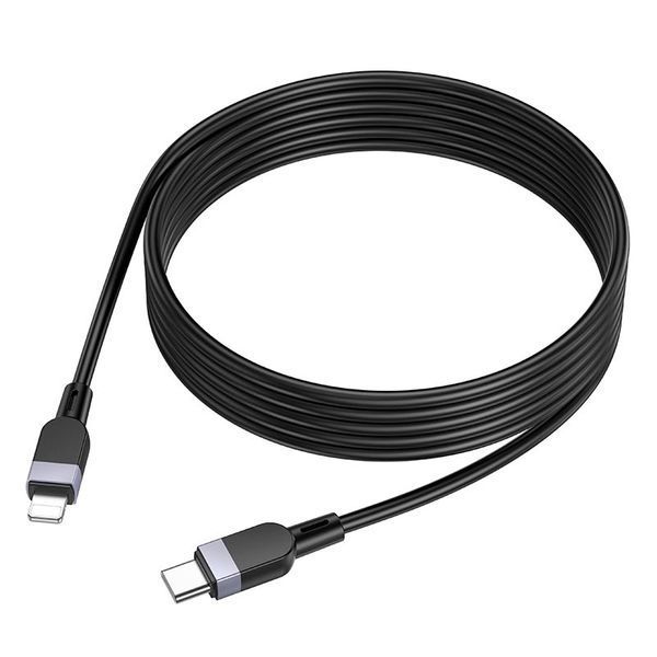 Кабель HOCO Lightning Generous charging data cable with display X118 |1m, 2.4A|(UPD) Black 7524 фото