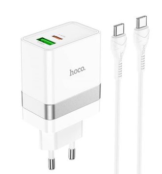 МЗП HOCO Type-C to Lightning Cable Extension speed charger set N21 |1USB/1Type-C, PD/QC, 3A/30W| (UPD) White 3367 фото