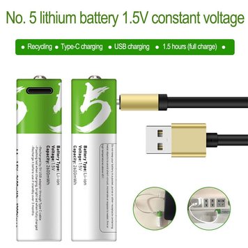 Акумулятор AAA - Lithium 1.5V Rechargeable Battery Type-C (2 шт.) (EN) White 2080 фото