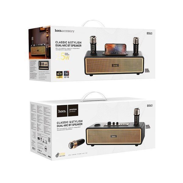 Портативная колонка HOCO Graceful wireless dual-mic BT speaker BS63 |BT5.4, TWS/USB/AUX/TF, 25W| (UPD) Milky white 7227 фото