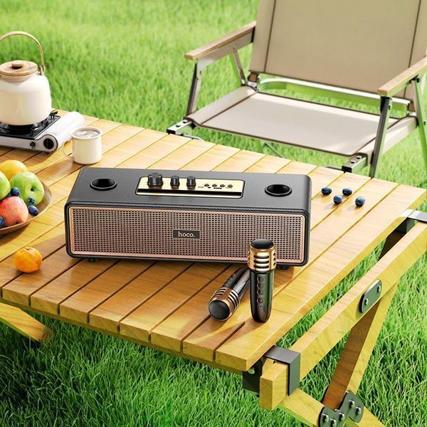 Портативная колонка HOCO Graceful wireless dual-mic BT speaker BS63 |BT5.4, TWS/USB/AUX/TF, 25W| (UPD) Milky white 7227 фото