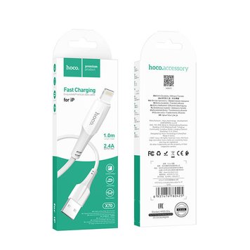 Кабель HOCO Lightning Ferry charging data cable X70 |1m, 2.4A| (UPD) (white) 3384 фото