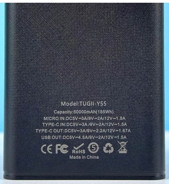 Портативна батарея WUW TUGII-Y55 （PD22.5W quick charge) 50000mAh (KT) Black 3925 фото