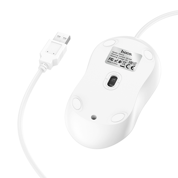 Дротова комп'ютерна миша HOCO Esteem business wired mouse GM13 |1,5M, 1000/1600dpi| (UPD) White 5780 фото