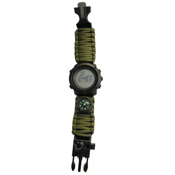 Годинник наручний 1213AG SKMEI PARACORD,(LUX) ARMY GREEN BIG SIZE, Compass, термометр, свисток, кресало 2839 фото