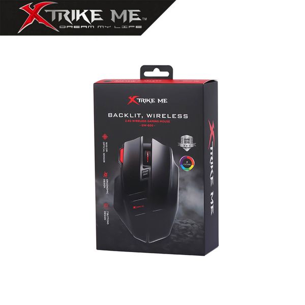 Бездротова комп'ютерна миша XTRIKE ME Gaming Backlight Wireless GW-600 |800-1200-1600 dpi| (UPD) Black 2723 фото