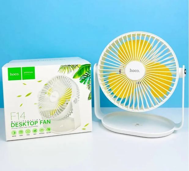 Вентилятор Hocol desktop fan F14 |4 speed, 360 degree fold, Night Light| (KT) White 2205 фото