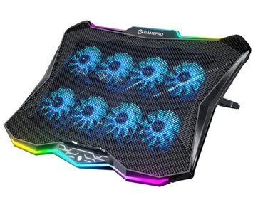 Куллер для Ноутбука HOCO RGB notebook multi-fan cooling stand DH26 |10RGB Mode, 8 fans, 2USB, 17"| (UPD) Black 7086 фото
