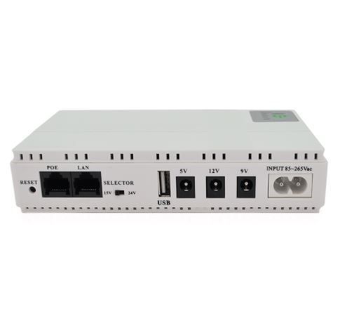 Джерело безперебійного живлення UPS-18W DC1018P для роутерів/комутаторів/PON/POE-430, 5/9/12V, 1/2A, Li-ion 8800MAh, (DS) White 4026 фото