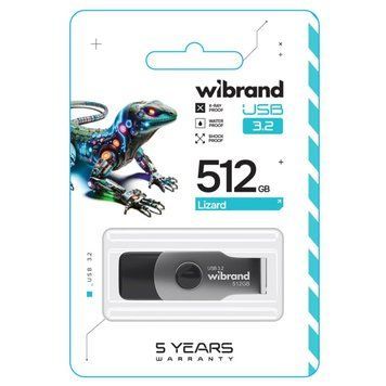 Флеш-накопичувач Wibrand USB 3.2 Gen1 Lizard 512GB (KT) Black 5532 фото