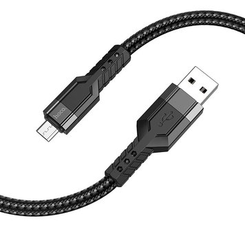 Кабель Hoco Micro USB 1.2m, 2.4A| (UPD) Black 1728 фото