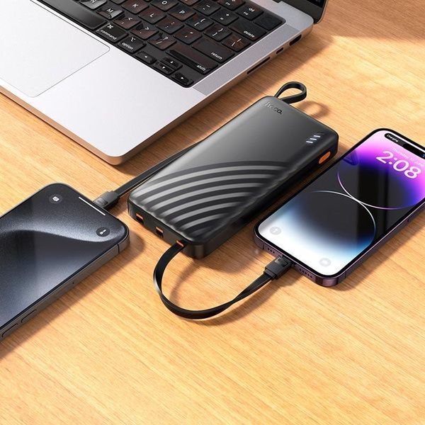 Портативная батарея HOCO Night tide power bank with 4 cables J146 10000mah | 1USB/1 Type-C, 2A| (UPD) Black 7138 фото