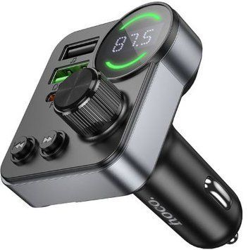 ФМ-модулятор HOCO Alegria dual port car BT FM transmitter E86 |2USB/Type-C, 48W/3A, PD/QC| (UPD) Black 5634 фото